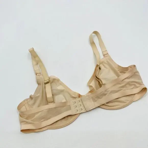 CUUP cream unlined mesh plunge bra
